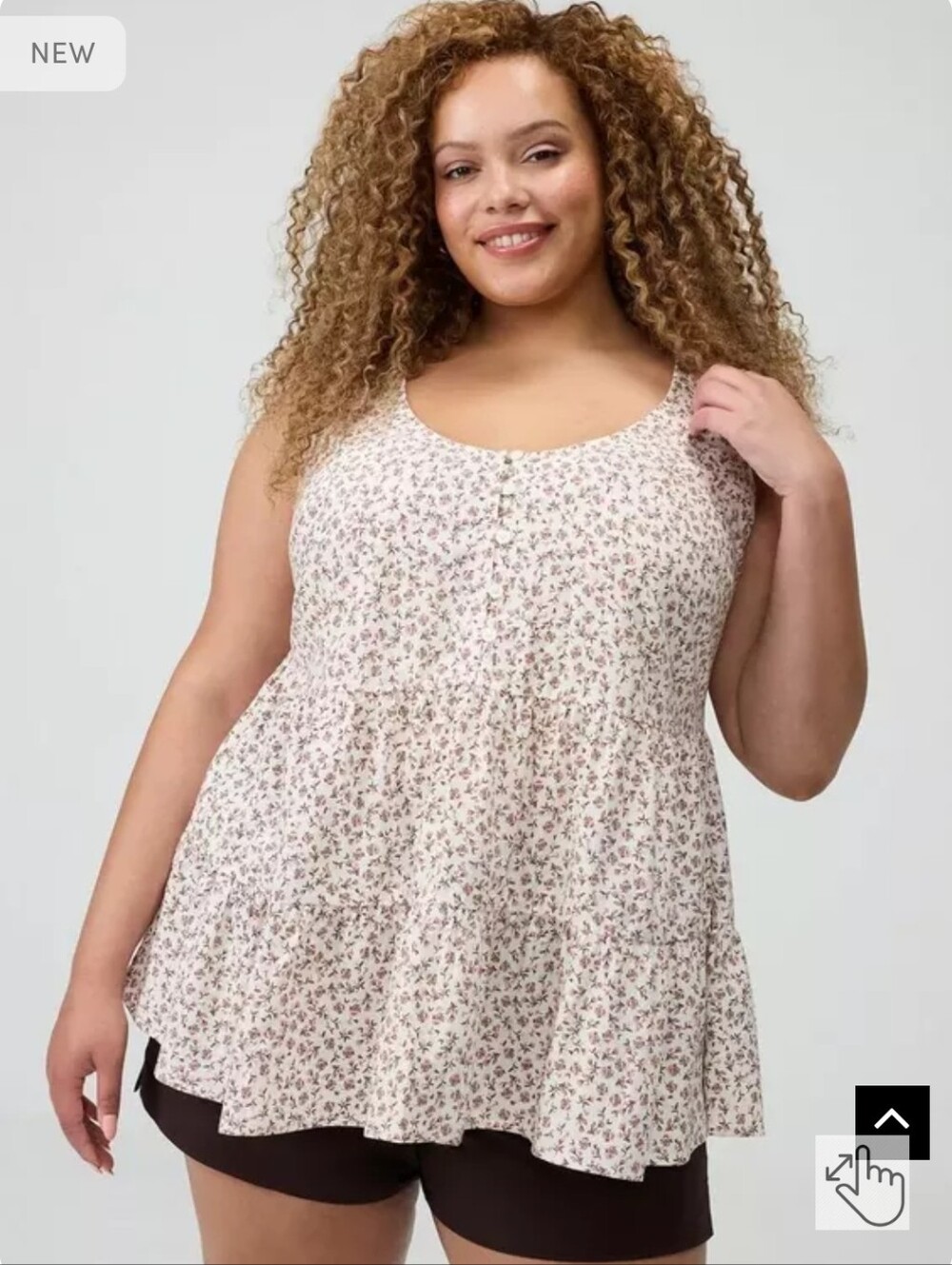torrid Cream Floral Tiered Scoop Neck Camisole